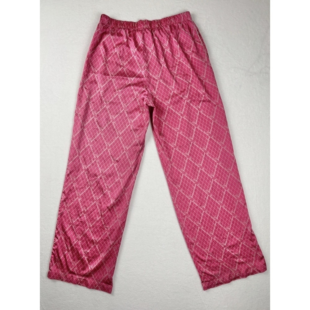 Victoria's Secret Women's Small Satin Pajama Pants Pink Check Script Logo - Picture 6 of 9
